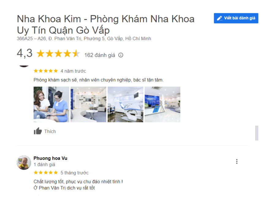 đánh giá của khách hàng về nha khoa kim