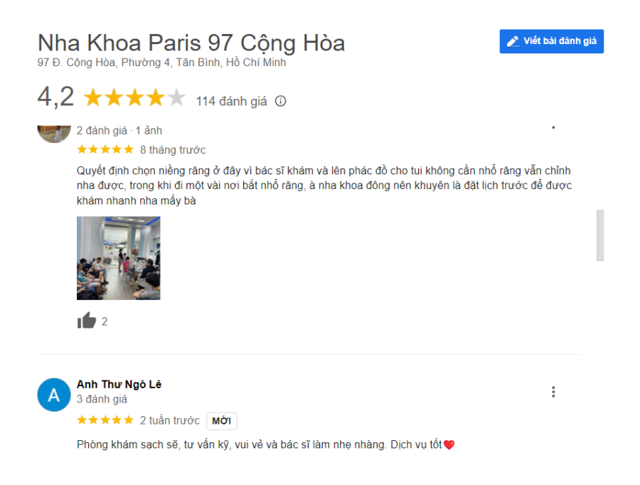 đánh giá khách hàng niềng răng paris