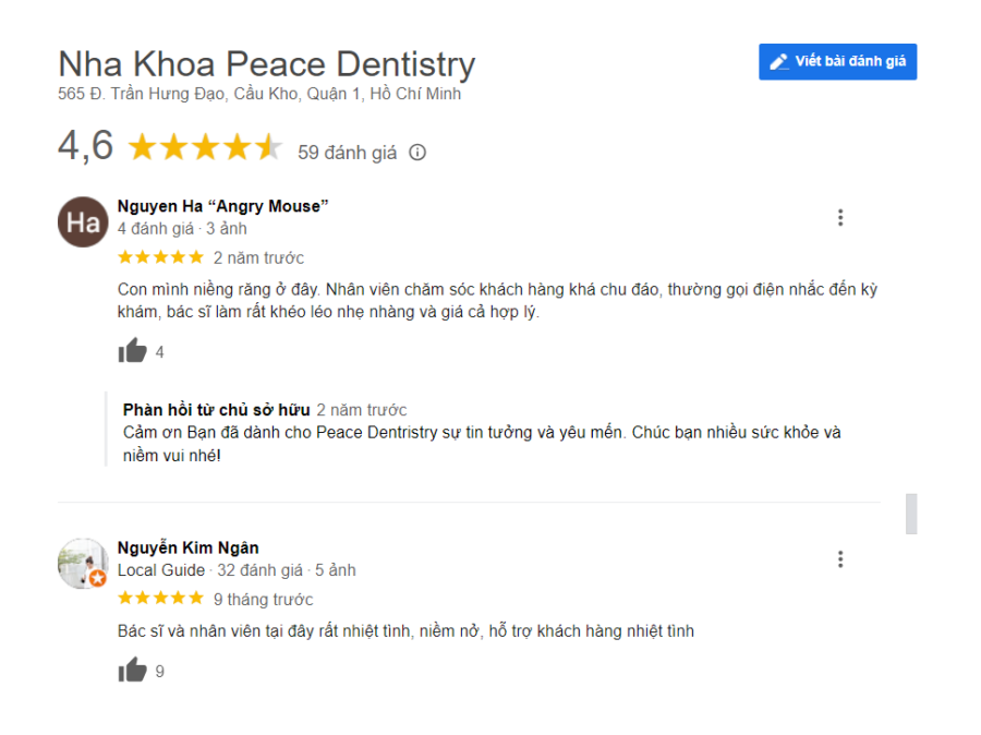 đánh giá niềng rặng tại nha khoa peace dentistry