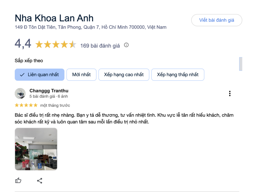 Phản hồi khách hàng với nha khoa Lan Anh