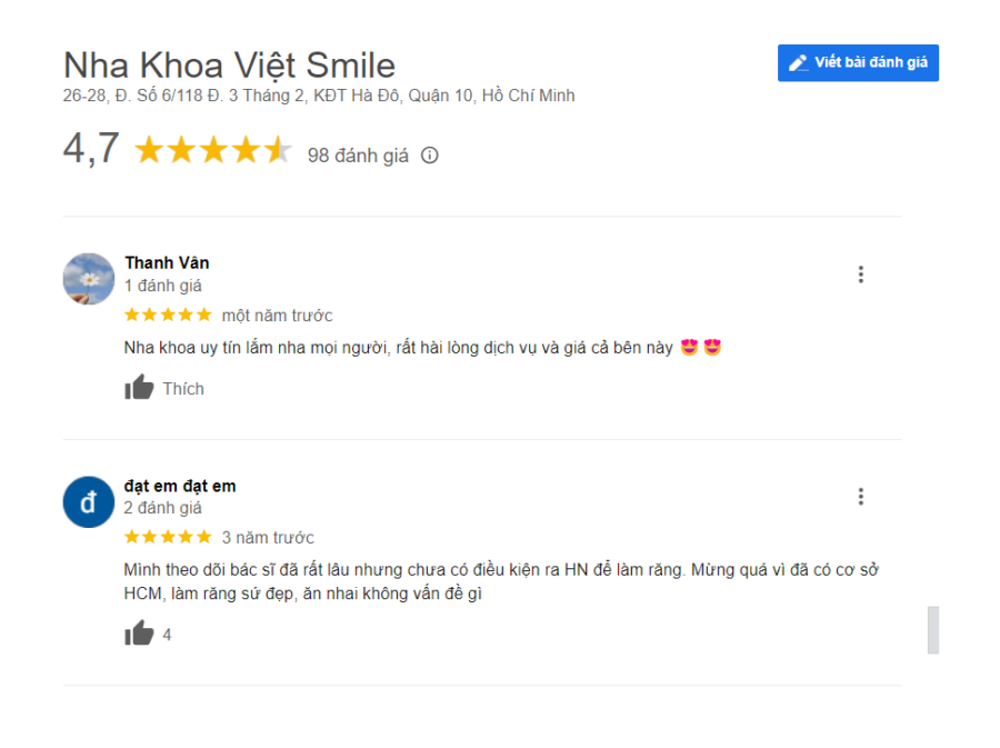 đánh giá trồng implant tại nha khoa việt smile