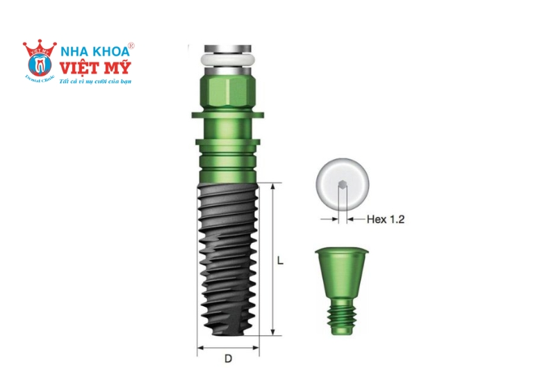 Cấu tạo của trụ Implant Hiossen