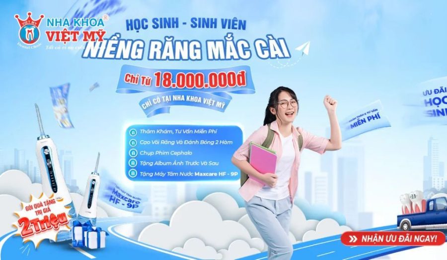 Học sinh, sinh viên niềng răng mắc cài kim loại tại Nha khoa Việt Mỹ chỉ từ 18 triệu VND