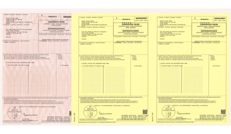 Chứng nhận xuất xứ hàng hóa – Zirconia Blanks cho ngành nha khoa