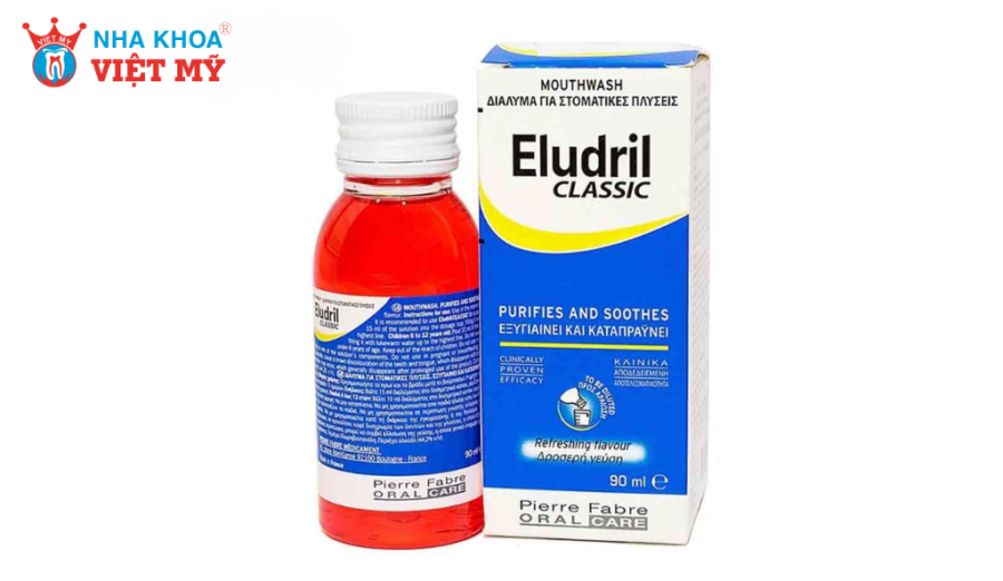 Eludril Classic thường được sử dụng để chăm sóc răng miệng sau phục hình răng sứ