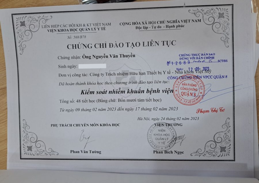 BS Nguyễn Văn Thuyền - Chứng chỉ đào tạo liên tục
