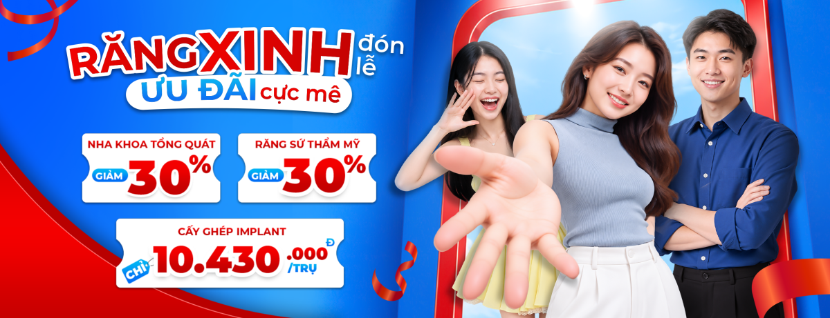 Banner chương trình khuyến mãi Răng xinh đón lễ - Ưu đãi cực mê